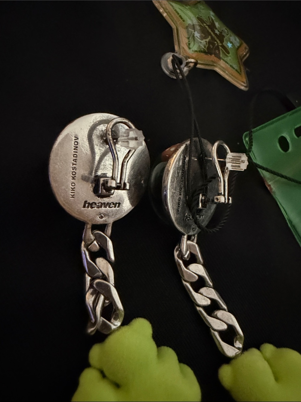 NWT Heaven By Marc Jacobs x Kiko Kostadinov y2k acid green teddy earrings - Picture 7 of 7